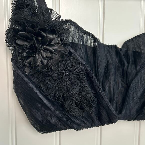 NWT Carol Malony Black Ruched Lace Bralette 34D NWT USA Made Designer Lingerie - Picture 8 of 12